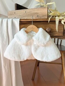 Vintaside Kids Girls' Autumn/Winter Korean Style Princess Versatile Furry Cloak Jacket, Suitable For School Performances Or Banquets