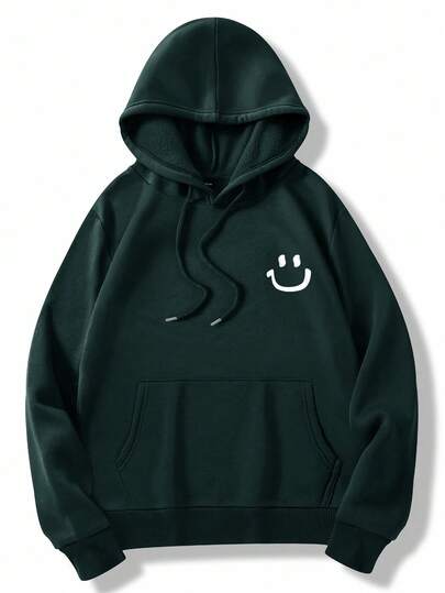 EURMUSE 100% Cotton Men's  Face Embroidered Fitted Hoodie