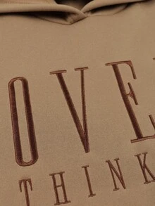 Franclia Women's Casual Loose Slogan Print Long Sleeve Hooded Long Sweatshirt, Autumn - Brown - View 4