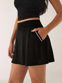 SHEIN BAE Damen einfarbiger Sportrock für den Sommer Tennis Rock Athletikrock