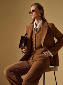 Briarwyn Damen Lässig Pendler Vintage braune Weste, Herbstkleidung für Damen, Herbstoutfits für Damen, Old Money Stil Damen, Damen braunes Outfit, Braunes Cord Outfit, Braunes Outfit Damen