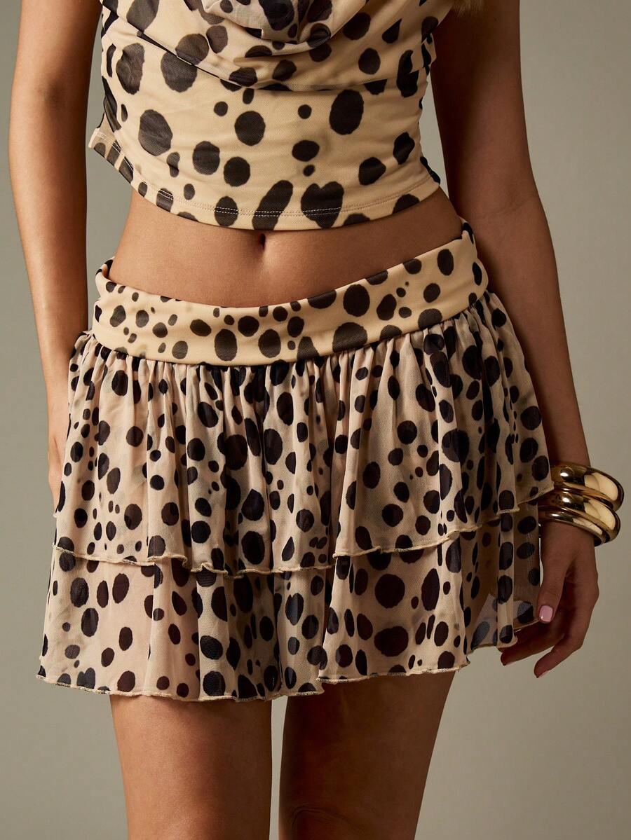 MISSGUIDED Polka Dot Mini Skirt With Ruffle Tiers And High Waist For Summer Festivals - Multicolor - View 1