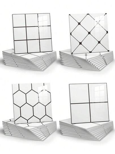 1 BỘ 10 MIẾNG GẠCH ỐP TƯỜNG MÀU TRẮNG KẺ CARO - TẤM GẠCH PVC TỰ DÍNH DỄ DÀNG BÁM VÀ DÁN CHO NHÀ BẾP, PHÒNG TẮM VÀ PHÒNG GIẶT.