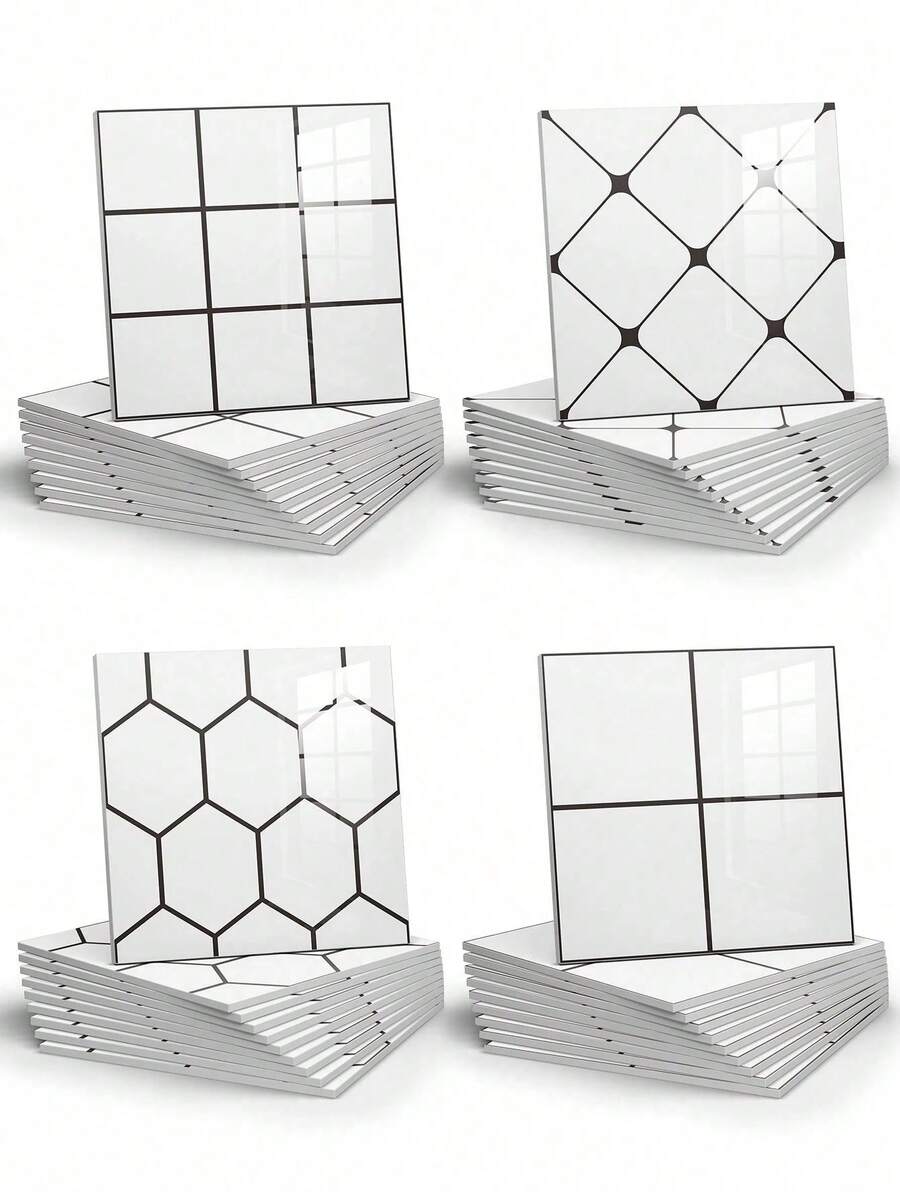 1 BỘ 10 MIẾNG GẠCH ỐP TƯỜNG MÀU TRẮNG KẺ CARO - TẤM GẠCH PVC TỰ DÍNH DỄ DÀNG BÁM VÀ DÁN CHO NHÀ BẾP, PHÒNG TẮM VÀ PHÒNG GIẶT. - Nhiều màu - Xem 1