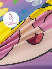 THE POWERPUFF GIRLS X SHEIN 3件組可愛卡通人物與枕頭圖案舒適被套組，適用單人床/雙人床/加大雙人床/特大雙人床，適合宿舍/居家 - 淡紫色 - 查看 8