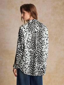 House of One Collared Button-Up Transparent Chiffon Blouse Women Casual Spring Autumn