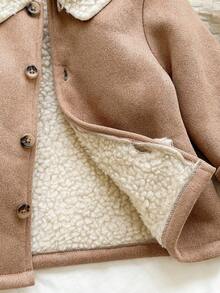 SHEIN Unisex Baby Apricot Thermal Lined Long Hooded Jacket, Versatile Baby Winter Clothes Suitable For Birthday Party, Rave, Evening Party, Performance, Wedding, Baby Shower And 1st Birthday Celebration Fall