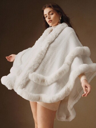 Anewsta 플러스플러스 사이즈 여성 인조 모피 니트 드레스, 가을/겨울 결혼식 하객, 공식 파티, 우아하고 세련됨