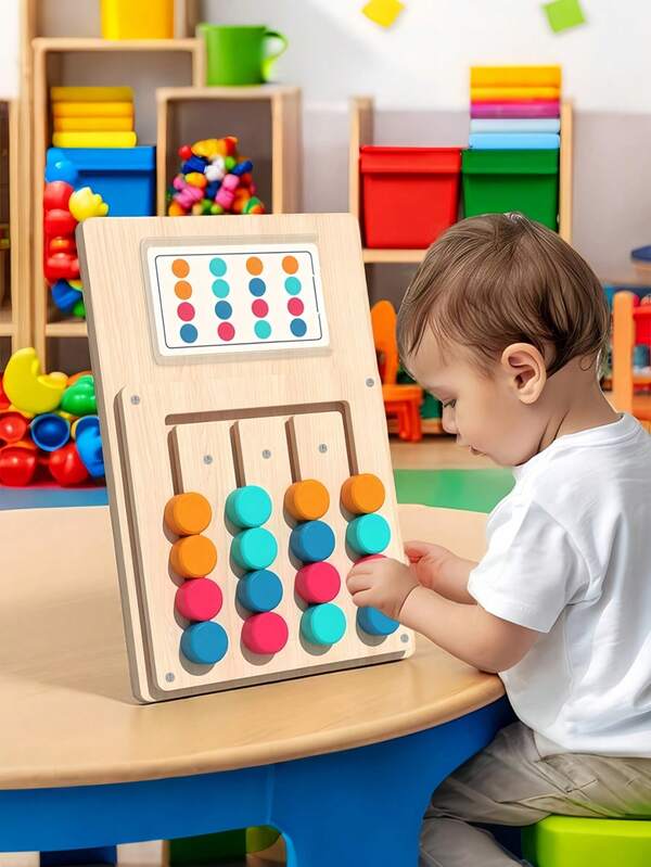 12 Double Sided Cards 124 Question Types Wooden Color Matching Puzzle Set Montessori Toy Brain Teaser Psychological Challenge Game Learning Tool Suitable For Teens 13 Years Up Family Game Night STEM Activity