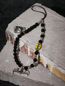 BATMAN X SHEIN 时尚黑色手工串珠手机饰品，锌合金手机配件 - 彩色 - 查看 6