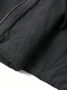 FRIFUL Women's Stand Collar Loose Side Ribbon Decor Loose Hem Cropped Casual Street Goth Jacket