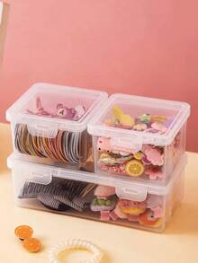 透明收纳盒，用于存放发饰、发带、发夹、发夹、发饰、节日礼品盒 - 無色 - 查看 3