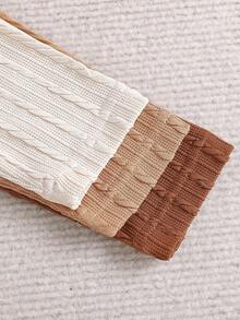 SHEIN 3件套男婴/男女通用高领罗纹双面抓绒长袖连体衣套装，棕色调，适合秋冬季节、日常外出或休闲居家穿着。 - 彩色 - 查看 6