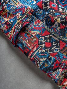 Manfinity EMRG Quần túi hộp rút dây eo phong cách Mỹ cổ điển dành cho nam, họa tiết hình học, dành cho mùa thu - Màu xanh lam - Xem 6