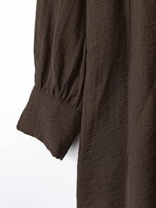 Modelyn Plus Size Plant Embroidery Shirt And Pants 2 Pieces Set - Coffee Brown - View 5