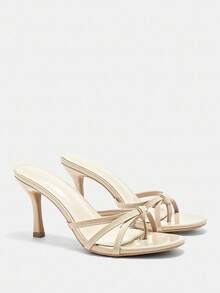 CUCCOO CURVES Plus Size Wide Fit Elegant Sexy Multi-Strap Sandals, Suitable For Summer Outdoor And Daily Wear - Apricot - View 1