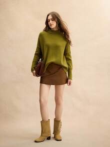 Rosivie Cuccoo Women's Fashionable & Comfortable High Heel Square Toe Velvet Ankle Boots, Autumn - Camel - View 2