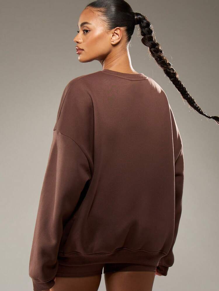 MISSGUIDED Oversized Crew Neck Long Sleeve Pullover Sweatshirt With MSGD Print For Casual Everyday Comfort