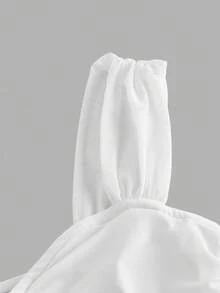 SHEIN MOD 2件組女款棕色與白色甜心領荷葉邊細肩帶短版上衣，夏季性感時尚方領上衣，夜店風純色露肩上衣 - 彩色 - 查看 3