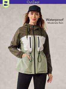 OutZeal Damen Outdoor-Jacke zum Wandern und Campen, mit Kordelzug an der Taille, Mesh-Einsatz am Rücken, Kapuze, Outdoor-Oberteil für Frühling und Herbst - Verschiedenfarbig - Übersicht 12