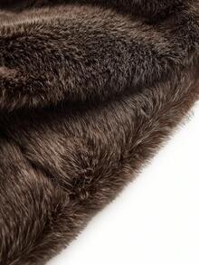 Y2Kool 女士牛仔仿皮草性感迷你裙，适合上学、派对、晚宴等场合，冬季搭配休闲时尚服饰，新年穿搭之选，棉质面料 - 棕色 - 查看 4