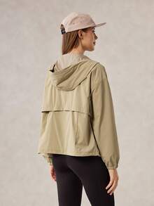 OutZeal Women Outdoor Jacket Solid Color Hiking Camping Travel Water-Resistant Hooded Outdoor Top Spring Fall - Khaki - View 9