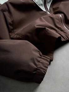 PAVTROS Men's Stand Collar Contrast Color Zip-Up Jacket , Men Windbreaker Jacket , Men Cropped Jacket , Cropped Windbreaker, Fall