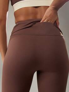 MISSGUIDED Mallas deportivas de cintura alta para mujer, sin costuras, para entrenamiento, yoga, running y gimnasio, con detalles reflectantes - Café integral - Ver 7