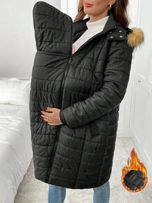 SHEIN 孕妇冬季保暖连帽拉链三合一夹克