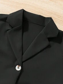 Tween Girl Colourblock Cami Jumpsuit & Lapel Collar Blazer - Black and White - View 11