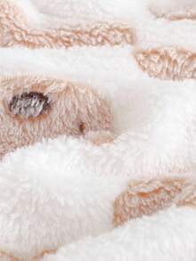 Cozy Pixies Bata con capucha de manga larga con cintura anudada, forro térmico y estampado de oso de dibujos animados para bebé niño - Albaricoque - Ver 7