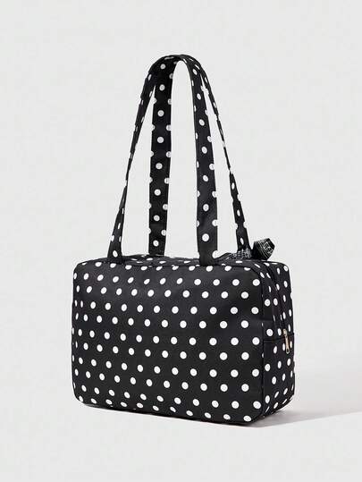 Anime 1pc Cute Sweet Bow Heart Lace Patchwork Polka Dot Pop Art Women Tote Bag, 2nd Gen Snack Quantity Music Note Music Festival Transparent Layer Badge Doll Display Shoulder Bag, Suitable For Shopping, Campus