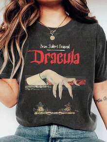 DrmWander Halloween Dark Style Graphic Print Short Sleeve T-Shirt For Women, Christmas