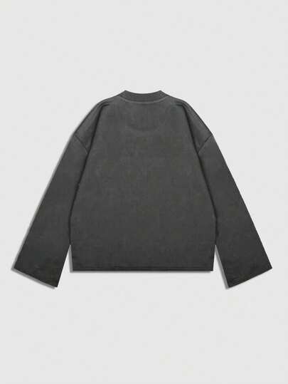 Goth T-shirt à manches longues avec strass scintillants pour hommes, coupe ample et courte, pour l'automne, style années 2000