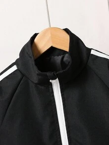 Bộ áo khoác cardigan và chân váy mini họa tiết chắp vá đơn giản cho bé gái tuổi mới lớn, mùa thu - màu đen - Xem 2