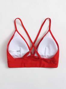Swim Basics Top bikini con tira cruzada trasera - Rojo - Ver 2