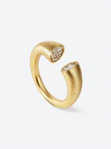 Opalesca 18k 金不对称圆形开口戒指，适合 Y2K、妈妈、女士、女孩、秋季、冬季、节日、假日、度假、老钱、万圣节 - 金黃色 - 查看 3