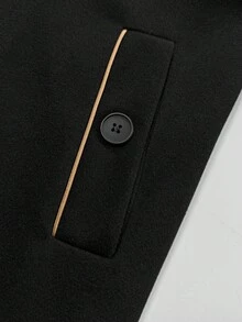 Manfinity Mode Men's Solid Color Lapel NeckFaux Two Pieces Long Sleeve Casual Woolen Jacket, Autumn/Winter