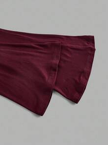 SHEIN MOD 3件套女士纯色喇叭袖褶皱T恤，外出上衣，假日长袖露脐上衣，秋冬季，返校季，乡村音乐会，万圣节 - 彩色 - 查看 3