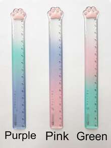 1pc Cute Cat Paw Straight Ruler, 15cm Transparent Drawing Ruler, Highly Attractive Gradient Plastic Measuring Ruler, Student Stationery, Cartoon Creative Bookmarks, Pink Agenda Ruler, Drawing Measuring Tool, Prize Or Gift