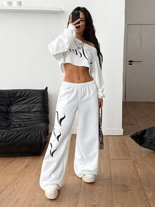 Coolane Damska letnia odzież uliczna Rave Cowgirl Sportswear Casual Music Festival Graphics Skrócona koszulka z długim rękawem i asymetrycznym dekoltem