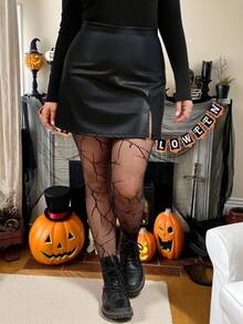 SHEIN EZwear Tất công sở Gothic tối màu cỡ lớn dành cho nữ, dự tiệc Halloween - màu đen - Xem 5