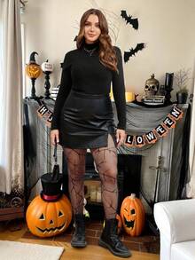 SHEIN EZwear Tất công sở Gothic tối màu cỡ lớn dành cho nữ, dự tiệc Halloween - màu đen - Xem 7