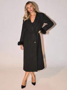 Glamine Women's Black Long Coat, Autumn/Winter - Black - View 3