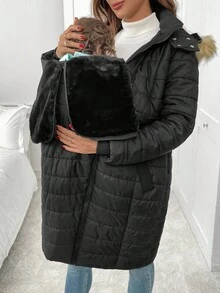 SHEIN 孕妇冬季保暖连帽拉链三合一夹克