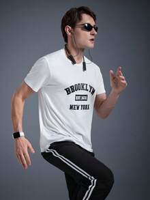 Kaos Lengan Pendek Kasual Kerah Bulat Pria DRIFTMERE, Cocok untuk Perjalanan Sehari-hari, Kaos Bergambar Musim Semi hingga Musim Panas - Putih - View 5