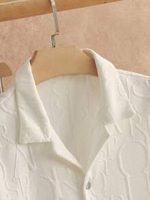 Manfinity NXTstreet 2pcs Men's Casual Mandarin Collar Letter Jacquard Shirt Set, Old Money - Multicolor - View 4