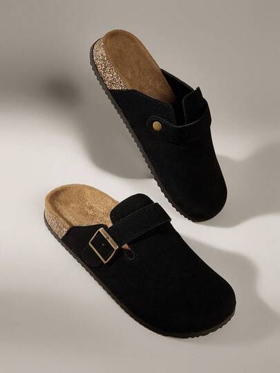 Solecia Sandales compensées à la mode pour femmes, bout rond avec décoration de boucle carrée