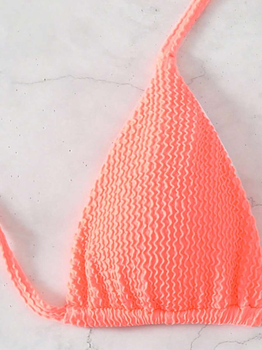 Swim Basics Halter Triangle Bikini Top For Summer Beach - Pink - View 1