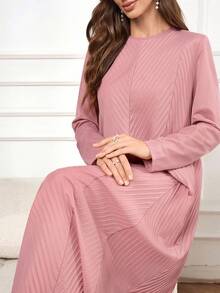 Al Najma 女士保守百褶阿拉伯风格连衣裙 - 粉色 - 查看 1
